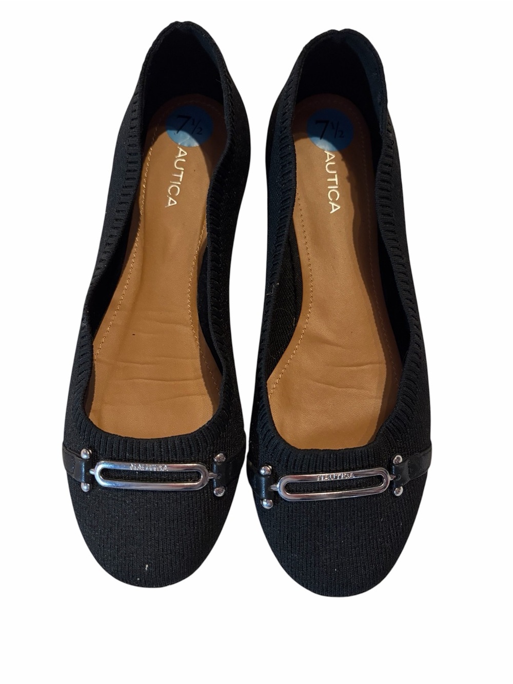 Nautica Black Knit Ballet Flats with Silver Accent
